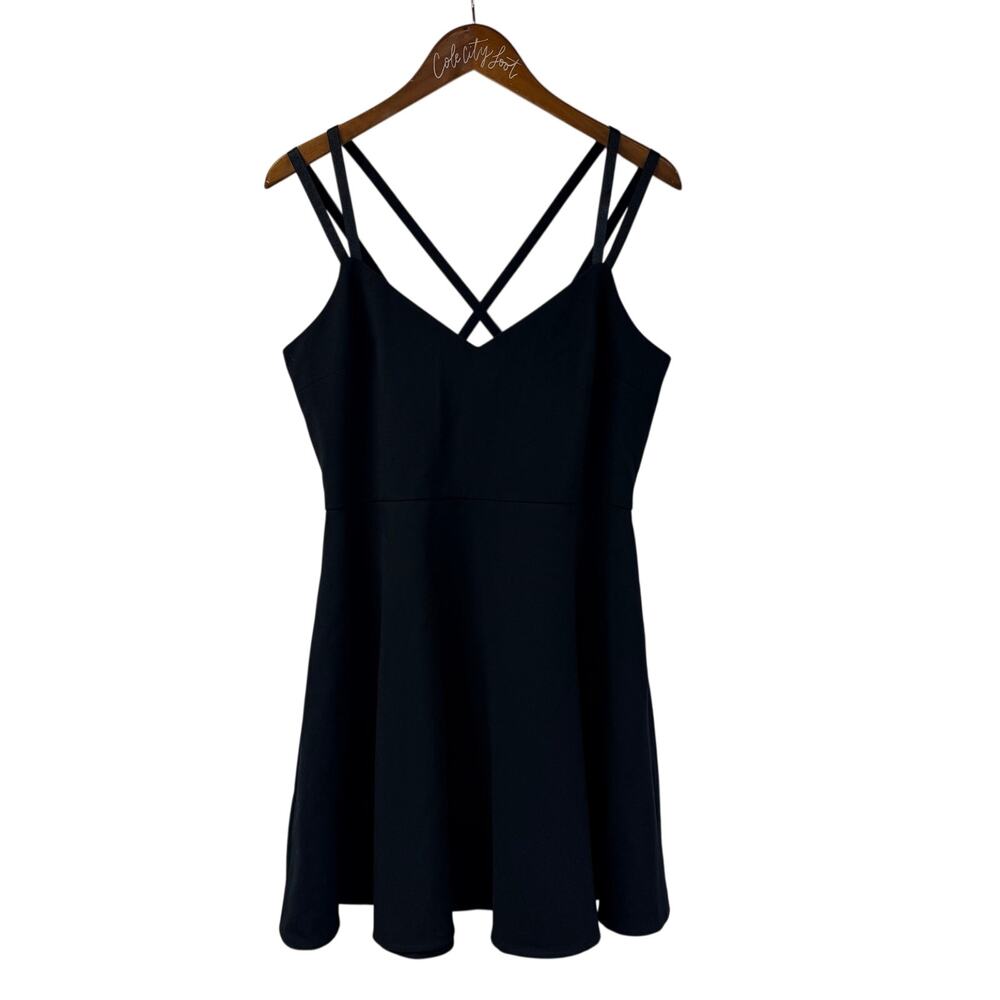 French Connection Criss Cross Fit and Flare Little Black Dress 12